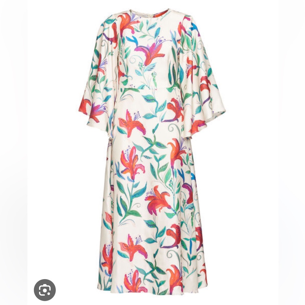 La DoubleJ Silk Sorella Dress, White Lily print, Size XS